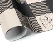 Crème en Black Buffalo Plaid Vakantie Custom Cadeaupapier (Rol Hoek)