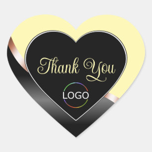 Crème en Black Wavy Roos Gold met Logo Dank u Hart Sticker