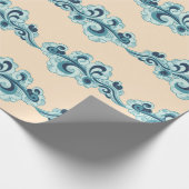 Crème en Blauw Chinees Nieuwjaar Wolken Cadeaupapier (Hoek)