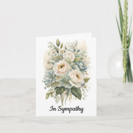 Crème en Blauwe Bloemen Condoleancekaart Kaart