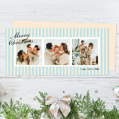 Crème en Blauwe Chic Verticale Strepen 3 Foto