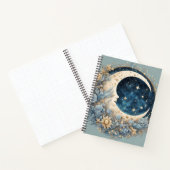 CRÈME EN BLAUWE HEMELSE MAAN EN BLOEMEN NOTITIEBOEK (Binnen)