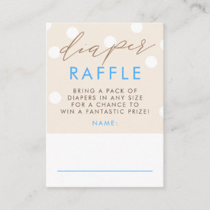 Crème en Blauwe Luier Raffle Baby Shower Kaartjes Informatiekaartje