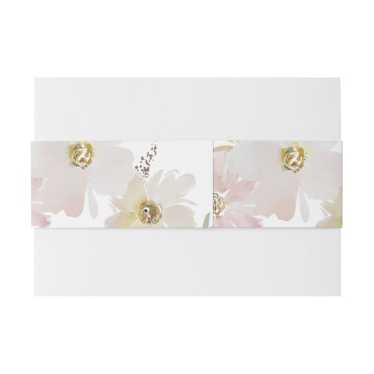 Crème- en blos waterverf bloemen uitnodigingen wikkel (Achterkant Voorbeeld)