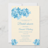 Crème en Blue Hydrangea floral vrijgezellenfeest Kaart (Voorkant)