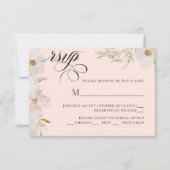 Crème en Blush Waterverf Bloemen RSVP Kaartje (Voorkant)