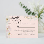 Crème en Blush Waterverf Bloemen RSVP Kaartje (Staand voorkant)
