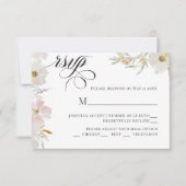 Crème en Blush Waterverf Bloemen RSVP Kaartje (Voorkant)
