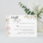 Crème en Blush Waterverf Bloemen RSVP Kaartje (Staand voorkant)