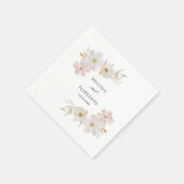 Crème en Blush Waterverf Bloemen Servet (Hoek)