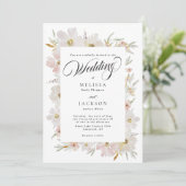 Crème en Blush Waterverf Bloemen Wedding Kaart (Staand voorkant)