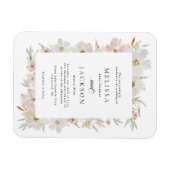 Crème en Blush Waterverf Bloemen Wedding Magneet (Horizontaal)