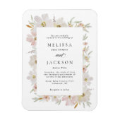 Crème en Blush Waterverf Bloemen Wedding Magneet (Verticaal)