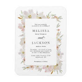 Crème en Blush Waterverf Bloemen Wedding Magneet