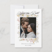 Crème en Blush Waterverf Flowers Bewaar de datum Save The Date (Voorkant)