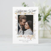 Crème en Blush Waterverf Flowers Bewaar de datum Save The Date (Staand voorkant)