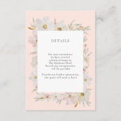 Crème en Blush Waterverf Flowers Details Peach Informatiekaartje (Voorkant)