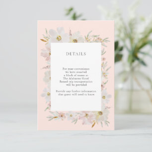 Crème en Blush Waterverf Flowers Details Peach Informatiekaartje