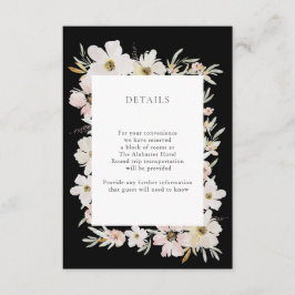 Crème en Blush Waterverf Flowers Details Peach Informatiekaartje