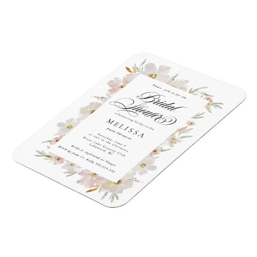 Crème en Blush Waterverf Flowers Vrijgezellenfeest Magneet (Linkerzijde)