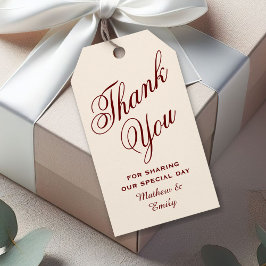 Crème en Bourgondië gepersonaliseerd dank u bruilo Cadeaulabel