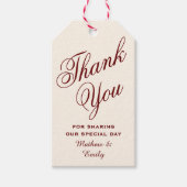 Crème en Bourgondië gepersonaliseerd dank u bruilo Cadeaulabel (Voorkant)