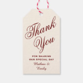 Crème en Bourgondië gepersonaliseerd dank u bruilo Cadeaulabel (Achterkant)