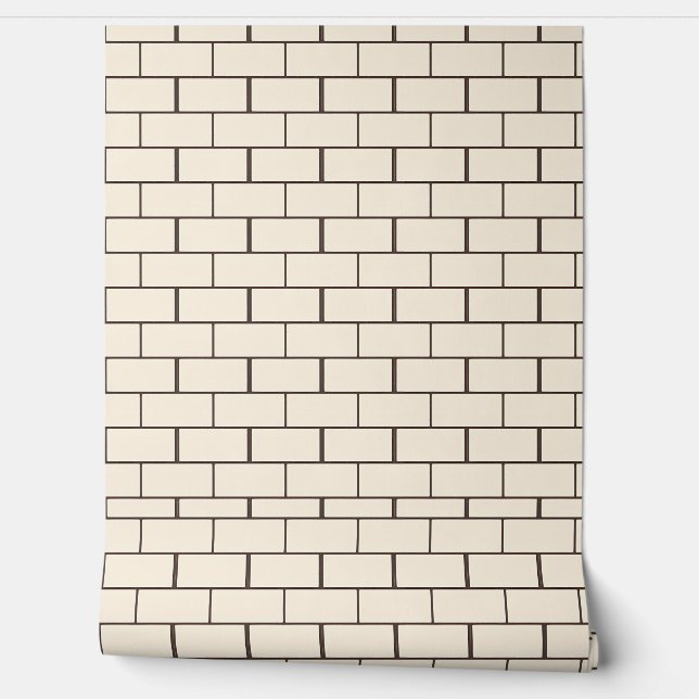 Crème en Bruin Brick Pattern Design Behang (Afrollen)
