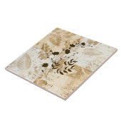 Crème en Bruin Decoratieve Bloemen Tegel Tegeltje (Zijkant)