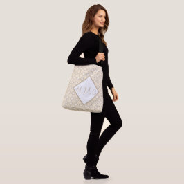 Crème en bruin patroon oversized boodschappentas crossbody tas