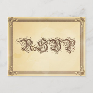crème en bruin Poster RSVP met keuze uit maaltijd Uitnodiging Briefkaart