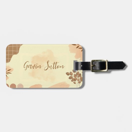 Crème en bruine stijlvol bagagelabel (Voorkant horizontaal)