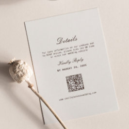 Crème en Bruine Trouwdetails RSVP Qr Code Informatiekaartje
