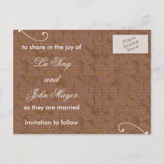 Crème en Chocolade Bewaar de datum Briefkaart (Achterkant)