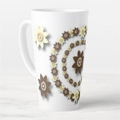 Crème en chocoladebruine bloemen latte mok (Linkerhoek)