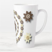 Crème en chocoladebruine bloemen latte mok (Rechts)