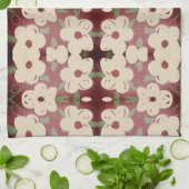  Crème en Cranberry Print Theedoek (Gevouwen)