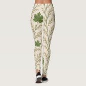 Crème en donkergroene bladeren Leggings (Achterkant)