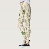 Crème en donkergroene bladeren Leggings (Links)