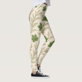 Crème en donkergroene bladeren Leggings (Rechts)