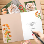 Crème en Ginger Tabby Kat in Rode Wagon Verjaardag Kaart