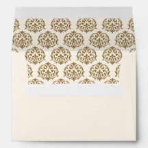 Crème en Gold Damask Pattern Wedding
