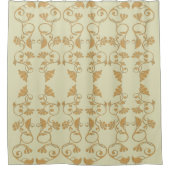 Crème en Gold Floral Pattern Shower Curtain Douchegordijn (Voorkant)