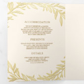 Crème en Gold Leaf Branch Alles in één bruiloft Drieluik Uitnodiging (Binnenzijde eerst)