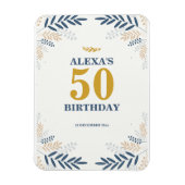 Crème en Goud Bloemen 50ste Verjaardagsfeest Magneet (Verticaal)