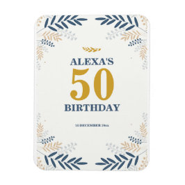 Crème en Goud Bloemen 50ste Verjaardagsfeest Magneet