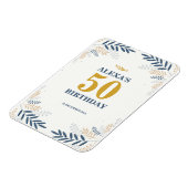 Crème en Goud Bloemen 50ste Verjaardagsfeest Magneet (Linkerzijde)