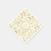 Crème en goud bruiloft Monogram Bloemen Servet (Hoek)