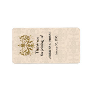 Crème en Goud Damask Bruiloft Lip Balm Label