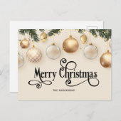 Crème en goud Elegant Vrolijk Kerstfeest Feestdagenkaart (Voorkant / Achterkant)